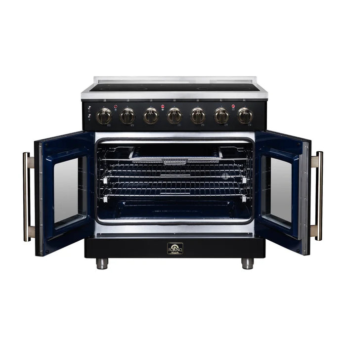 Forno Massimo 36-Inch 5.36 cu. ft. Electric Range, 5 Radiant Elements, French Door, Convection Oven, Air Fryer - Black or White (FFSEL6955-36BLK)