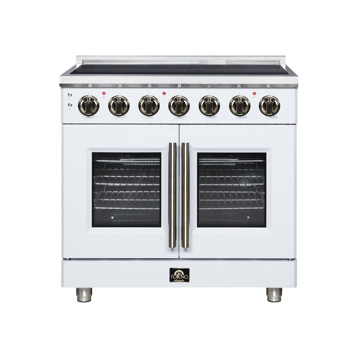 Forno Massimo 36-Inch 5.36 cu. ft. Electric Range, 5 Radiant Elements, French Door, Convection Oven, Air Fryer - Black or White (FFSEL6955-36BLK)