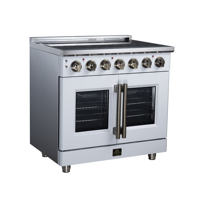 Forno Massimo 36-Inch 5.36 cu. ft. Electric Range, 5 Radiant Elements, French Door, Convection Oven, Air Fryer - Black or White (FFSEL6955-36BLK)