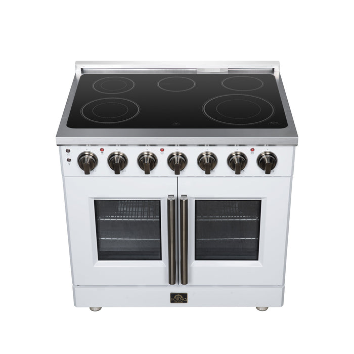 Forno Massimo 36-Inch 5.36 cu. ft. Electric Range, 5 Radiant Elements, French Door, Convection Oven, Air Fryer - Black or White (FFSEL6955-36BLK)