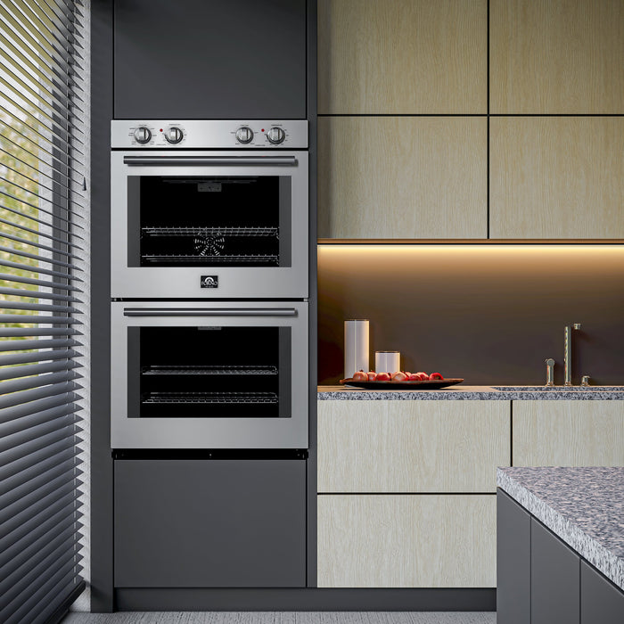 Forno Vomero 30" 10 cu. ft. Built-In Double Electric Wall Oven with Mechanical Controls, Self-Cleaning Function - Stainless Steel, Black, or White (FBOEL1324-30)