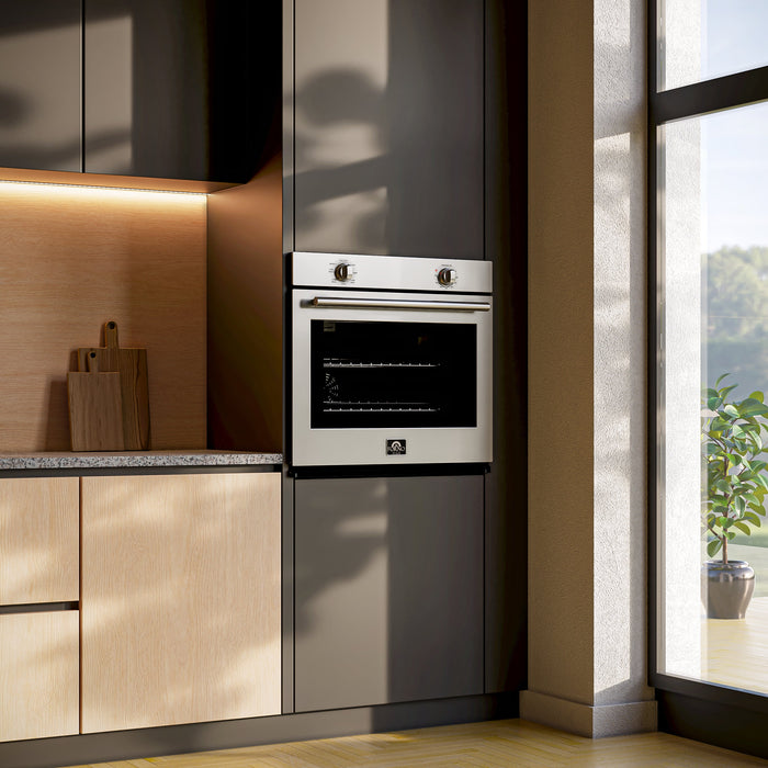Forno Vomero 30" 5 cu. ft. Built-In Single Electric Wall Oven with Mechanical Controls, Self-Cleaning Function - Stainless Steel, Black, or White (FBOEL1370-30)