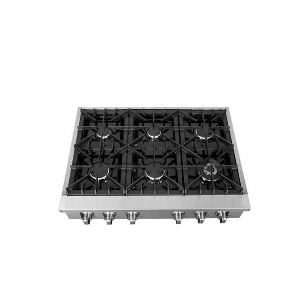 Forno Cossato Alta Qualita 36" Gas Rangetop with 6 Sealed Burners in Stainless Steel (FCTGS5737-36)