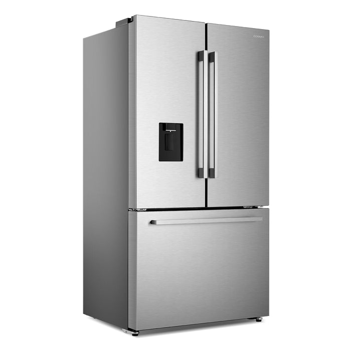 Cosmo 36" 22.4 cu. ft. 3-Door French Door Refrigerator with Water Dispenser and Ice Maker in Stainless Steel (COS-FDR223GWSS)