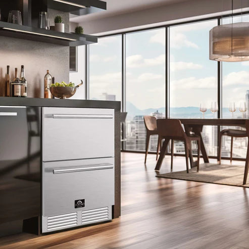 Forno Cosenza 24" 4.69 cu. ft. Built-In Indoor/Outdoor Drawer Freezer with Ice Maker (FDRBI1838-24S)