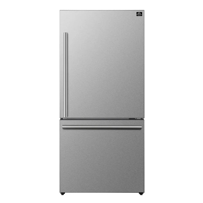 Forno Espresso Milano 62" 34.4 cu. ft. Freestanding Dual Bottom Freezer Refrigerator with Ice Maker - Stainless Steel, Black, White (FFFFD1787-60S)