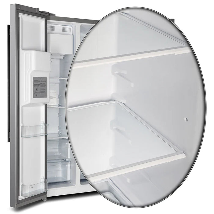 Forno Salerno 36" 20 cu. ft. Side-by-Side Built-In Refrigerator with Water and Ice Dispenser - Stainless Steel, Black, White (FFRBI1844-36SB)