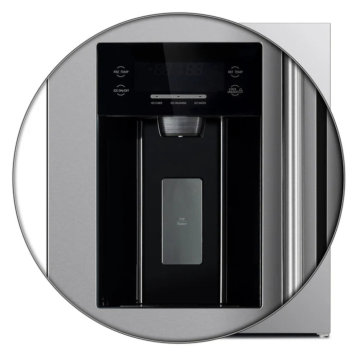 Forno Salerno 36" 20 cu. ft. Side-by-Side Built-In Refrigerator with Water and Ice Dispenser - Stainless Steel, Black, White (FFRBI1844-36SB)