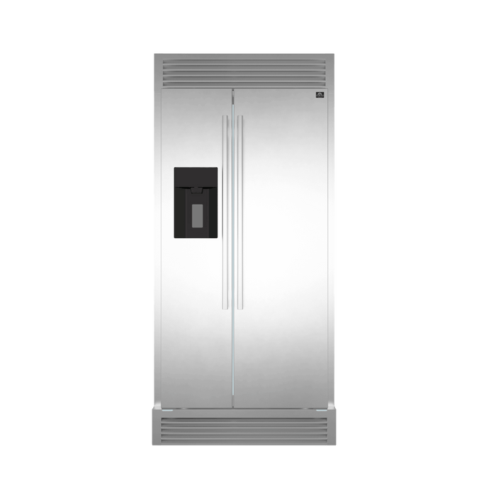 FORNO Salerno 36-inch Side by Side 20 Cu.Ft Stainless Steel Refrigerator with Ice Maker & Decorative Grill, FFRBI1844-40SG