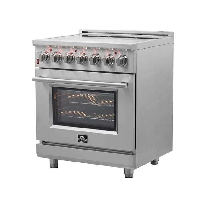 Forno Massimo 30-Inch 4.32 cu. ft. Freestanding Electric Range, 5 Radiant Elements, Convection Oven, Air Fryer  | Stainless Steel, Black, White (FFSEL6020-30)