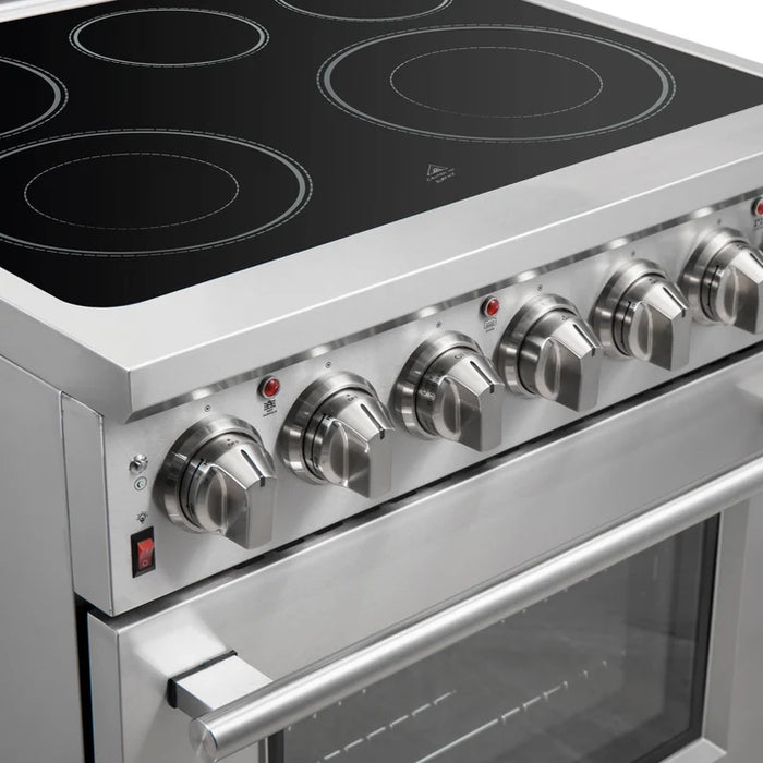 Forno Massimo 30-Inch 4.32 cu. ft. Freestanding Electric Range, 5 Radiant Elements, Convection Oven, Air Fryer  | Stainless Steel, Black, White (FFSEL6020-30)