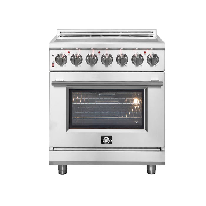 Forno Massimo 30-Inch 4.32 cu. ft. Freestanding Electric Range, 5 Radiant Elements, Convection Oven, Air Fryer  | Stainless Steel, Black, White (FFSEL6020-30)
