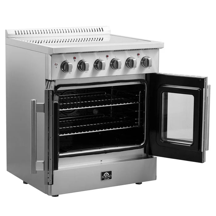 Forno Galiano 30-Inch 4.32 cu. ft.  Freestanding  Electric Range, 4 Radiant Elements, French Door, Convection Oven, Air Fryer | Stainless Steel, Black, White (FFSEL6917-30)