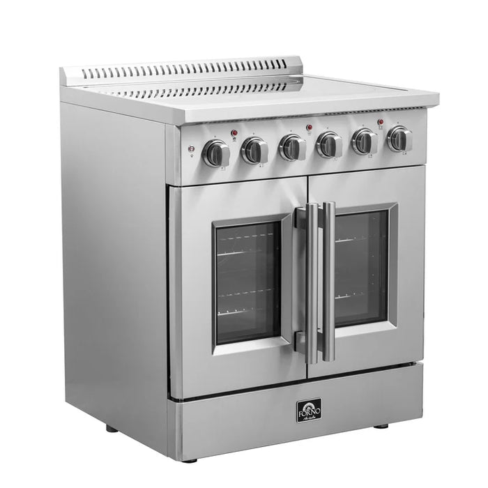 Forno Galiano 30-Inch 4.32 cu. ft.  Freestanding  Electric Range, 4 Radiant Elements, French Door, Convection Oven, Air Fryer | Stainless Steel, Black, White (FFSEL6917-30)