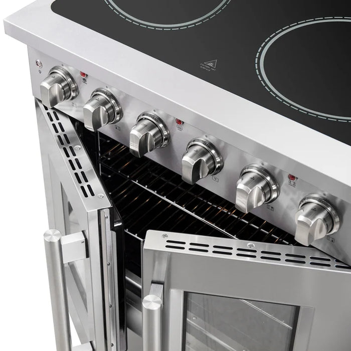 Forno Galiano 30-Inch 4.32 cu. ft.  Freestanding  Electric Range, 4 Radiant Elements, French Door, Convection Oven, Air Fryer | Stainless Steel, Black, White (FFSEL6917-30)