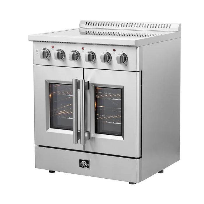Forno Galiano 30-Inch 4.32 cu. ft.  Freestanding  Electric Range, 4 Radiant Elements, French Door, Convection Oven, Air Fryer | Stainless Steel, Black, White (FFSEL6917-30)