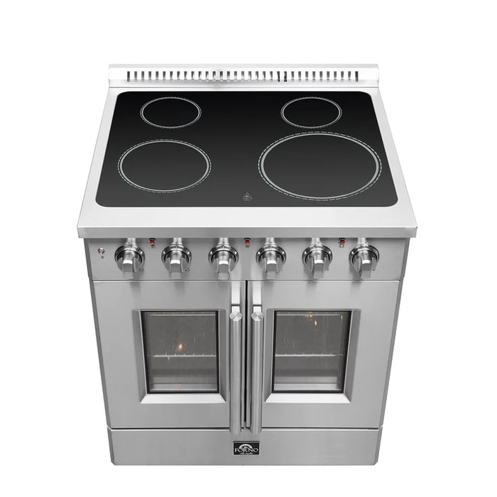 Forno Galiano 30-Inch 4.32 cu. ft.  Freestanding  Electric Range, 4 Radiant Elements, French Door, Convection Oven, Air Fryer | Stainless Steel, Black, White (FFSEL6917-30)