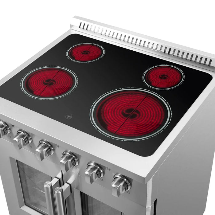 Forno Galiano 30-Inch 4.32 cu. ft.  Freestanding  Electric Range, 4 Radiant Elements, French Door, Convection Oven, Air Fryer | Stainless Steel, Black, White (FFSEL6917-30)