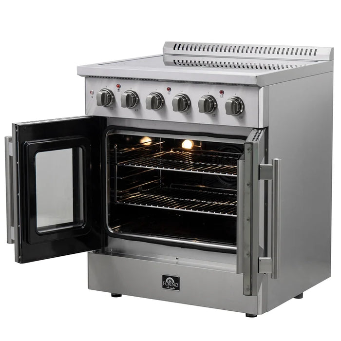 Forno Galiano 30-Inch 4.32 cu. ft.  Freestanding  Electric Range, 4 Radiant Elements, French Door, Convection Oven, Air Fryer | Stainless Steel, Black, White (FFSEL6917-30)