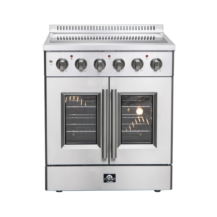 Forno Galiano 30-Inch 4.32 cu. ft.  Freestanding  Electric Range, 4 Radiant Elements, French Door, Convection Oven, Air Fryer | Stainless Steel, Black, White (FFSEL6917-30)