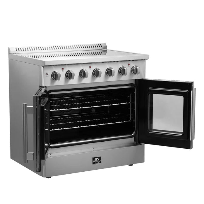 Forno Galiano 36-Inch 5.36 cu. ft. Freestanding Electric Range, 5 Radiant Elements, French Door, Convection Oven, Air Fryer | Stainless Steel, Black, White (FFSEL6917-36)