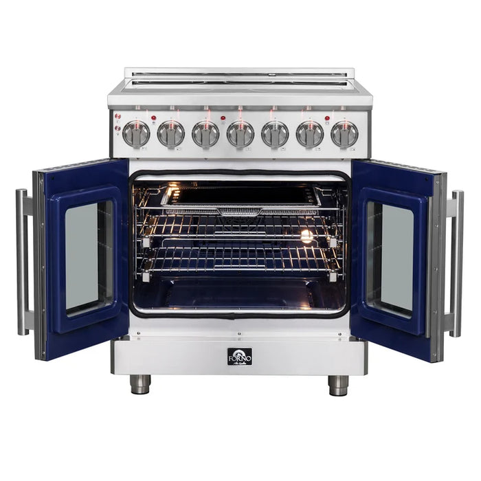 Forno Massimo 30-Inch 4.32 cu. ft. Electric Range, 5 Radiant Elements, French Door, Convection Oven, Air Fryer - Stainless Steel, Black or White (FFSEL6955-30)