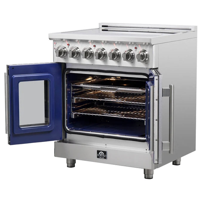 Forno Massimo 30-Inch 4.32 cu. ft. Electric Range, 5 Radiant Elements, French Door, Convection Oven, Air Fryer - Stainless Steel, Black or White (FFSEL6955-30)