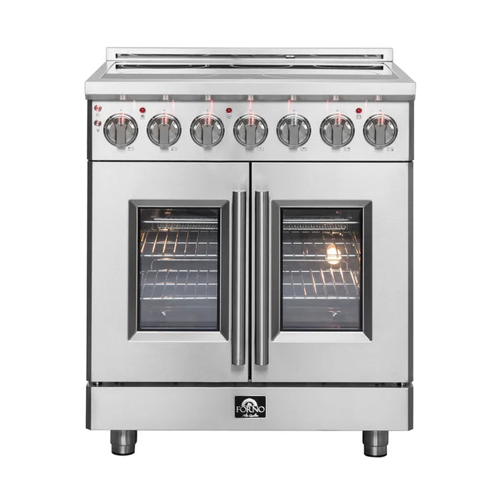 Forno Massimo 30-Inch 4.32 cu. ft. Electric Range, 5 Radiant Elements, French Door, Convection Oven, Air Fryer - Stainless Steel, Black or White (FFSEL6955-30)