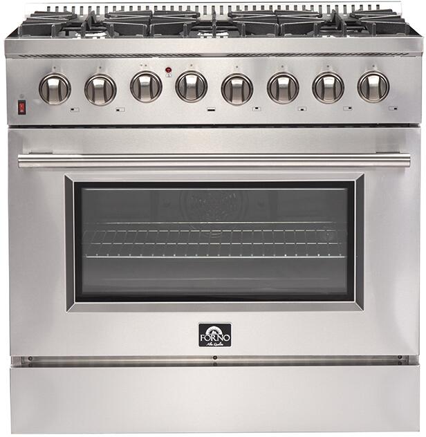 Forno 36″ Galiano Gas Burner / Electric Oven in Stainless Steel 6 Italian Burners FRB, FFSGS6156-36