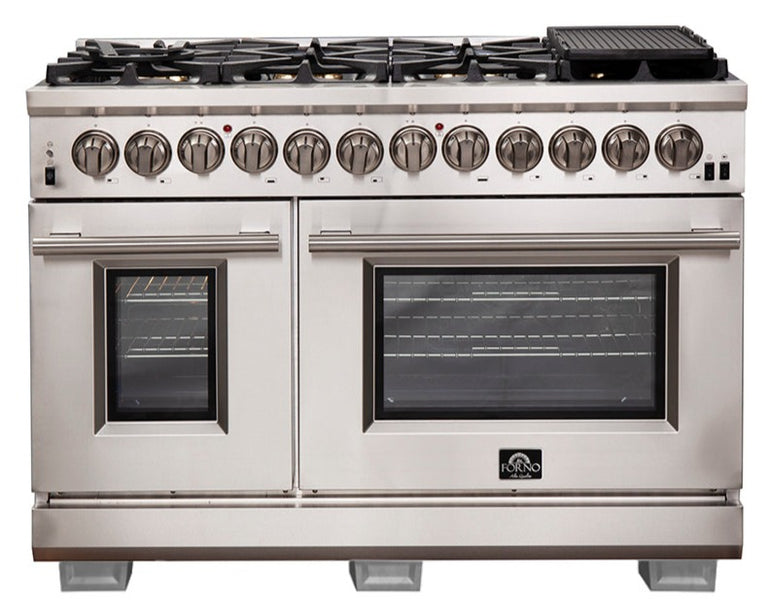 Forno 48″ Pro Series Capriasca Dual Fuel Gas Burner and Electric Oven in Stainless Steel 8 Italian Burners FRB, FFSGS6187-48