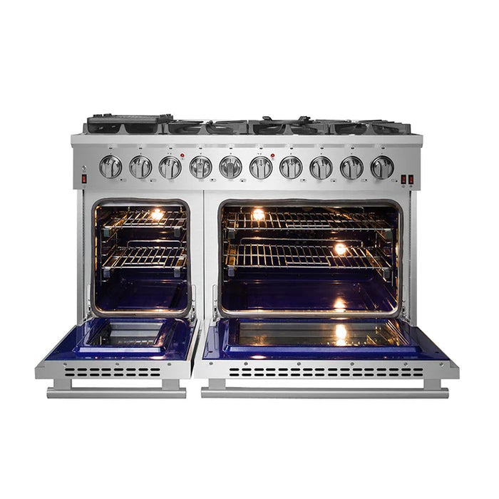 Forno Ambassador Valente 36" 5.2 cu. ft. Dual Fuel Range, 6 Sealed Burners, Convection Oven in Black or White with Antique Brass Accents and Copper Rivet Trim, (FFSGS6199-36CPBLK)