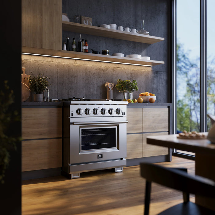 Forno Capriasca 30″ Freestanding Gas Range with 5 Burners - Stainless Steel and Colored Door Options (FFSGS6260-30)