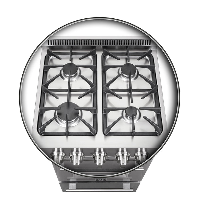 Forno Breno 24" 2.3 cu. ft. Freestanding Gas Range with 4 Sealed Burners in Stainless Steel (FFSGS6272-24)