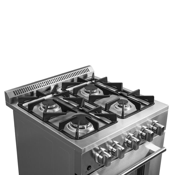 Forno Breno 24" 2.3 cu. ft. Freestanding Gas Range with 4 Sealed Burners in Stainless Steel (FFSGS6272-24)