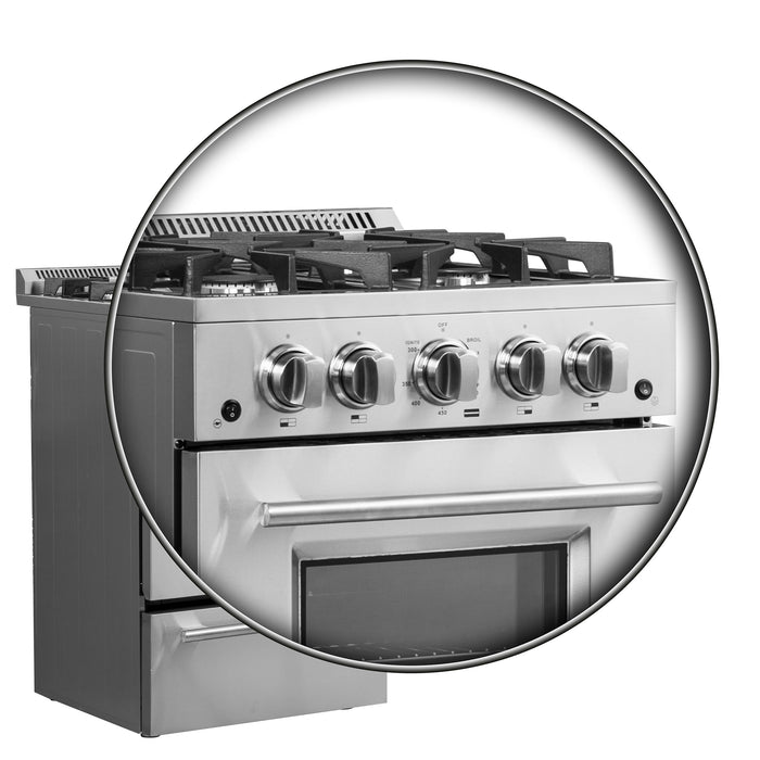Forno Breno 24" 2.3 cu. ft. Freestanding Gas Range with 4 Sealed Burners in Stainless Steel (FFSGS6272-24)