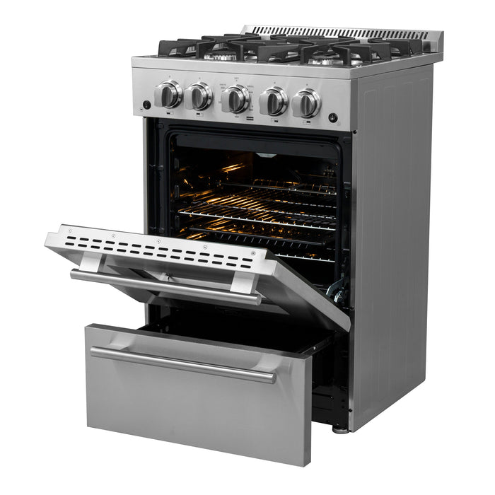 Forno Breno 24" 2.3 cu. ft. Freestanding Gas Range with 4 Sealed Burners in Stainless Steel (FFSGS6272-24)