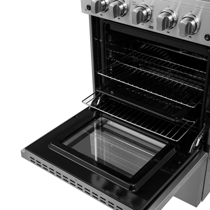 Forno Breno 24" 2.3 cu. ft. Freestanding Gas Range with 4 Sealed Burners in Stainless Steel (FFSGS6272-24)