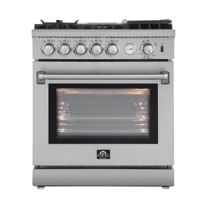 Forno 30" Gas Range with 5 Sealed Burners, Air Fryer and Griddle FRB, FFSGS6276-30