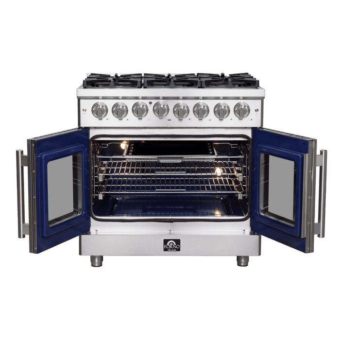 Forno 36″ Freestanding French Door Dual Fuel Range with 6 Burners, FFSGS6325-36