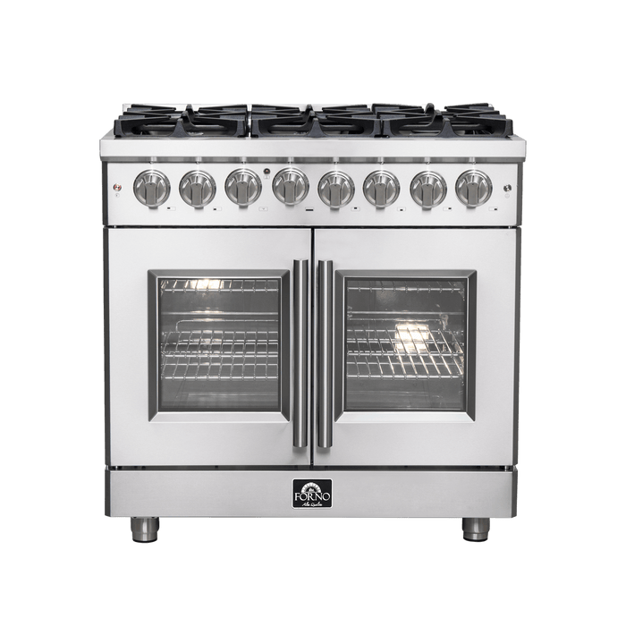 Forno 36″ Freestanding French Door Dual Fuel Range with 6 Burners, FFSGS6325-36