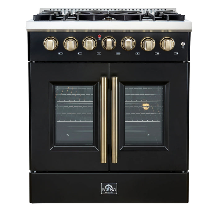 Forno Galiano 30" Freestanding French Door Dual Fuel Range - Stainless Steel, Black, White  (FFSGS6356-30)