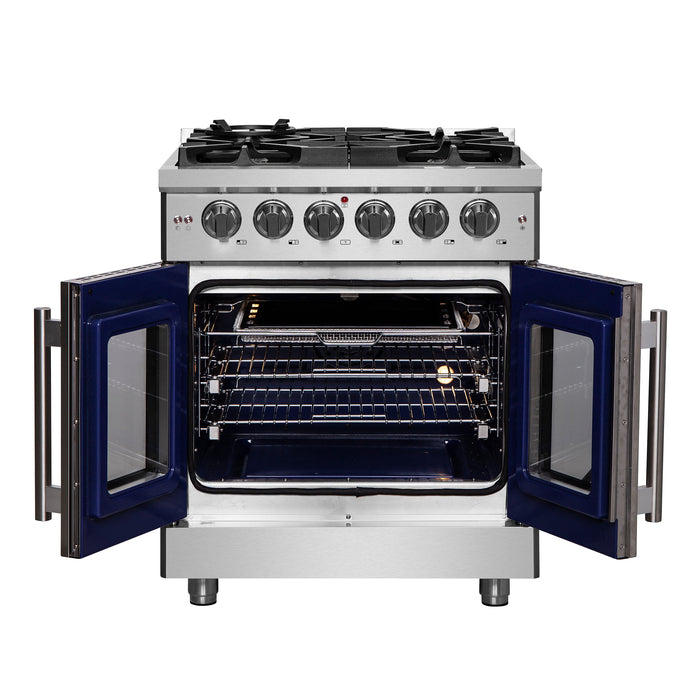 Forno 30″ Freestanding French Door Gas Range with 5 Burners, FFSGS6439-30