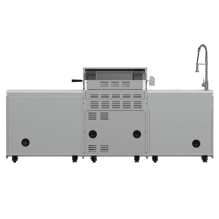 Forno Bulnes Outdoor Kitchen - 30" BBQ 60,000 BTU, 3 Burners with Sear & Rotisserie Infrared Burners, Stainless Steel Outdoor Kitchen with 1.8 cu.ft. Beverage Center - Black Granite or White Sintered Stone Countertops (FODKT2506BLK)