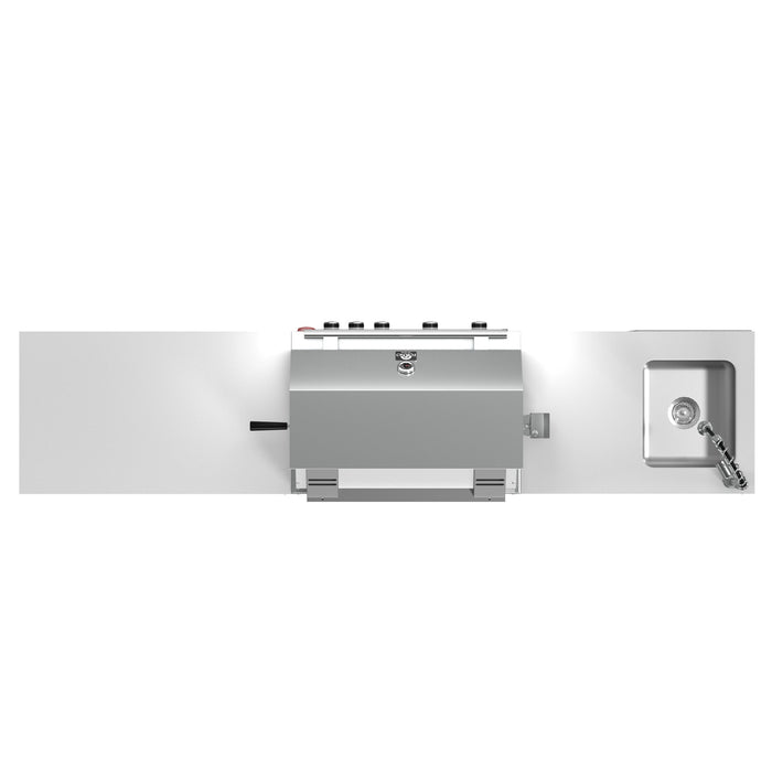 Forno Bulnes Outdoor Kitchen - 30" BBQ 60,000 BTU, 3 Burners with Sear & Rotisserie Infrared Burners, Stainless Steel Outdoor Kitchen with 1.8 cu.ft. Beverage Center - Black Granite or White Sintered Stone Countertops (FODKT2506BLK)