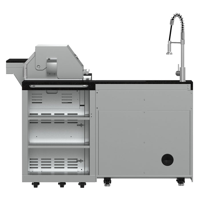 Forno Bulnes Outdoor Kitchen - 40" BBQ 95,000 BTU, 5 Burners, Sear & Rotisserie Infrared with Side Burner, Stainless Steel Outdoor Kitchen with 1.8 cu.ft. Beverage Center - Black Granite or White Sintered Stone Countertops (FODKT2520BLK)