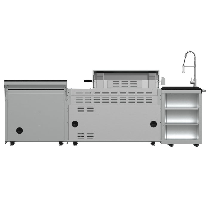 Forno Bulnes Outdoor Kitchen - 40" BBQ 95,000 BTU, 5 Burners, Sear & Rotisserie Infrared with Side Burner, Stainless Steel Outdoor Kitchen with 1.8 cu.ft. Beverage Center - Black Granite or White Sintered Stone Countertops (FODKT2520BLK)