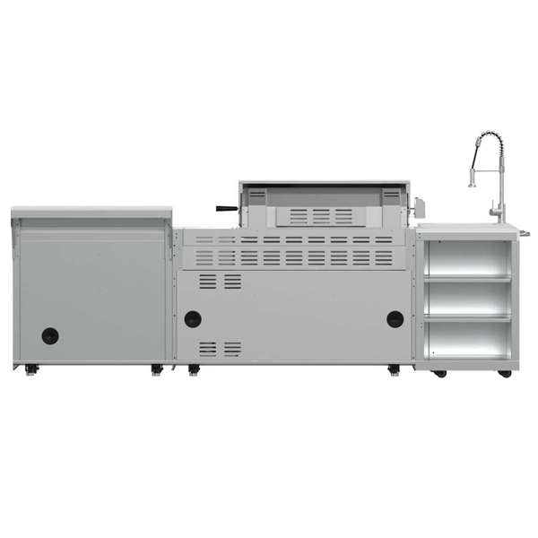 Forno Bulnes Outdoor Kitchen - 40" BBQ 95,000 BTU, 5 Burners, Sear & Rotisserie Infrared with Side Burner, Stainless Steel Outdoor Kitchen with 1.8 cu.ft. Beverage Center - Black Granite or White Sintered Stone Countertops (FODKT2520BLK)