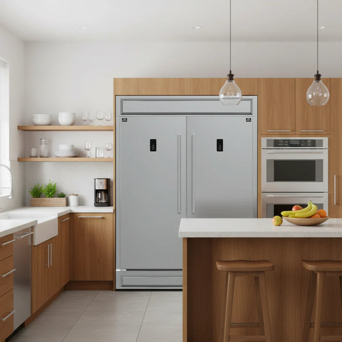 Forno Fortezza 60" 28 cu. ft. Refrigerator/Freezer with Automatic Ice Maker and Modern Trim Kit in Stainless Steel (FFFFD1738-60MG)
