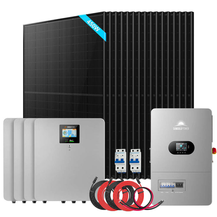 Sungold Power Off-Grid Solar Kit 12000W 48VDC 120/240VAC 20.48KWH Lithium Battery 16 X 450 Watts Solar Panels (FR-12K20CP/ FR-12K20CE)