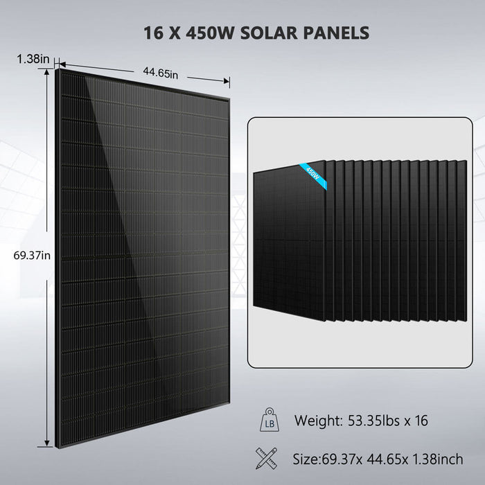 Sungold Power Off-Grid Solar Kit 12000W 48VDC 120/240VAC 20.48KWH Lithium Battery 16 X 450 Watts Solar Panels (FR-12K20CP/ FR-12K20CE)